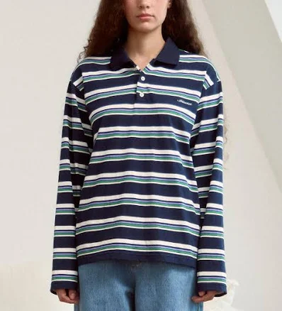 sienne Olsen Stripe Collar T-shirt (Navy) by W Concept