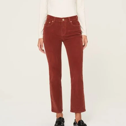 DL1961 Mara Straight Leg Mid Rise Instasculpt Corduroy Ankle Jeans