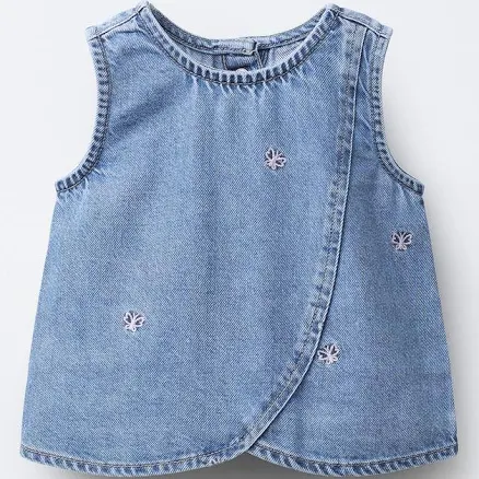 Zara Kids Embroidered Butterfly Denim Top