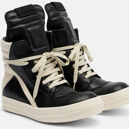 Rick Owens, Geobasket leather sneakers, Women, Black, US 5, Sneakers
