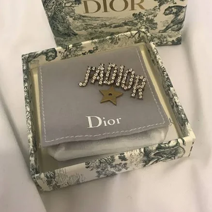 Christian Dior J’adior Crystal Diamonte Gold Star Pin Brooch Hair Clip