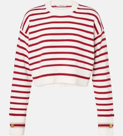 Max Mara, Dorotea striped virgin wool sweater, Women, Red, US 18, Knitwear, Materialmix