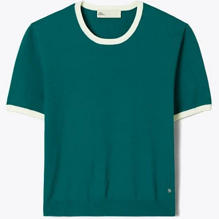 Tory Burch Women's Contrast-Trim Short-Sleeve Sweater