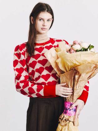 Dasiy Red Fluttering Heart Knit