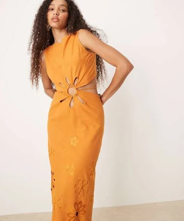 ASOS Floral Embroidered Cut Out Maxi Dress