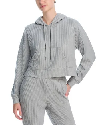 AQUA Women's Brushed Rib Crop Hoodie