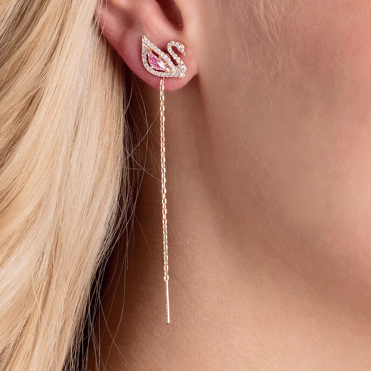 Dazzling Swan Pierced Earrings