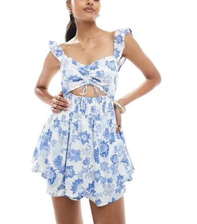 Hollister Co. Flutter Sleeve CUT OUT Romper Jumpsuit Women's