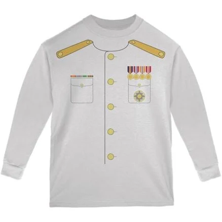 Old Glory Boy's Halloween Navy Admiral Costume Long Sleeve T-Shirt