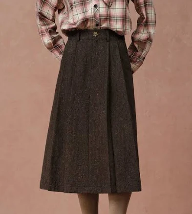 Camber A-Line Merino Wool Tweed Midi Skirt