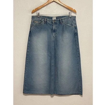 Vtg Calvin Klein Denim Midi Skirt 14 Light Wash City Country Western