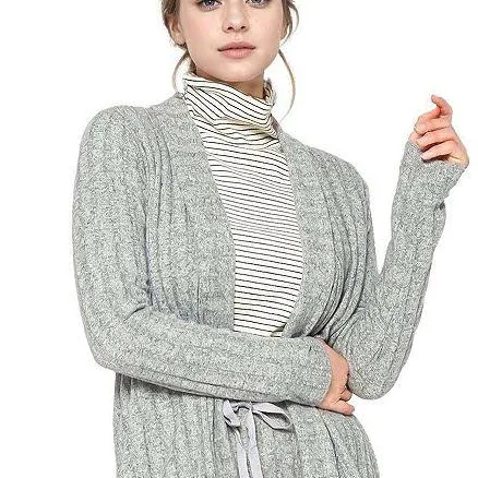 Pleione Women's Cozy Ribbed Longline Cardigan