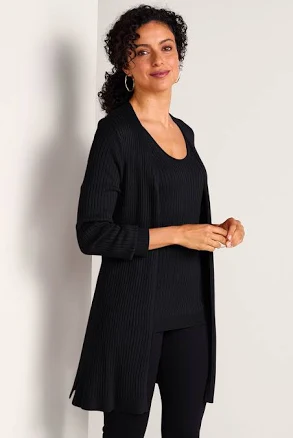 Soft Surroundings Women'S Essential Ribbed Long Cardigan