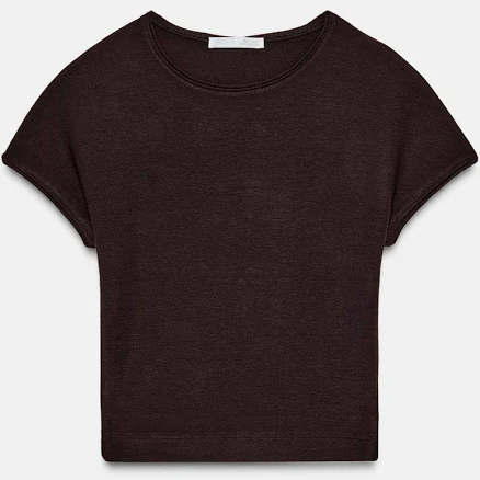 Zara Polka Dot Short Sleeve Crop Top