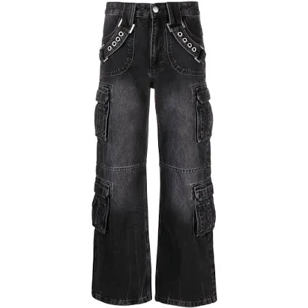 MISBHV - Harness Strap cargo jeans - women - Recycled Cotton/Organic Cotton - 29 - Black