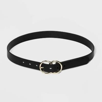 Women's Double Buckle Belt A New Day Black