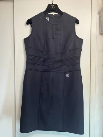 Chanel 09a Wool Black Sport Dress W Cc Logo Size 42 44