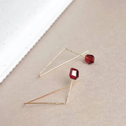 Asymmetrical Garnet Drop Earrings