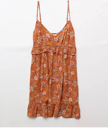 AE Babydoll V-Neck Ruffle Mini Dress