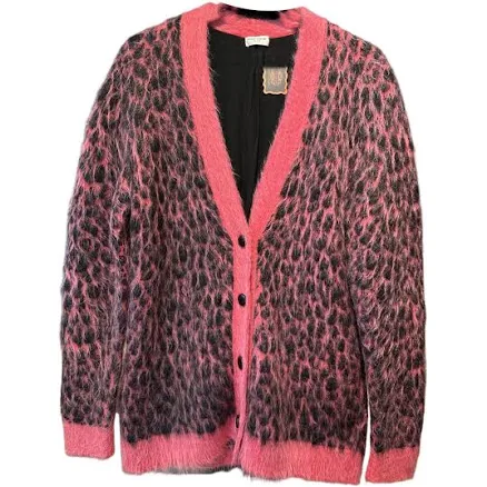 Saint Laurent Women's Oversized Leopard-Print Jacquard Cardigan