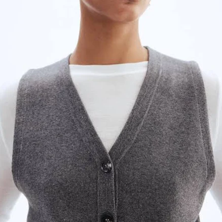 H&M Ladies Melange Fine-Knit Vest