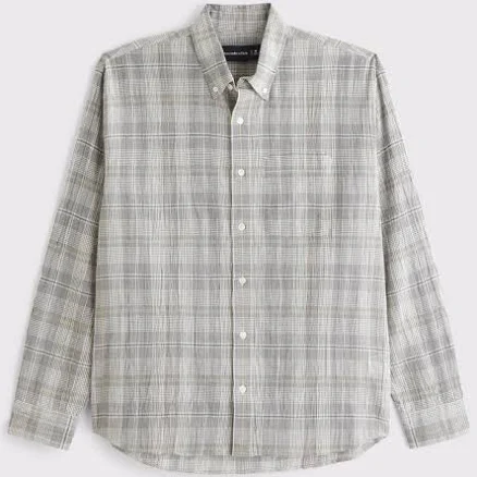 Abercrombie & Fitch Men's Long-Sleeve Plaid Button-Up Shirt