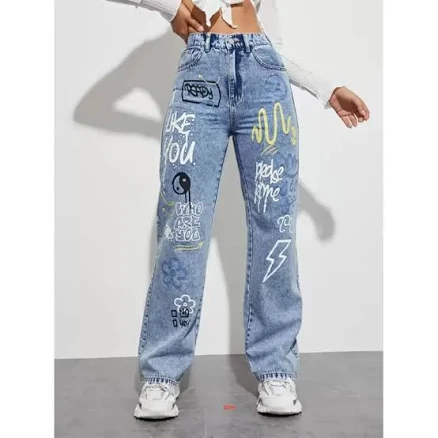 Yin & Yang Print Jeans