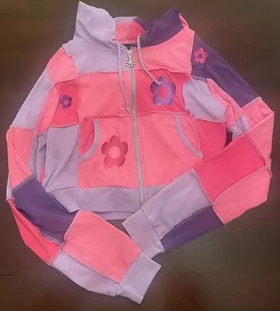 Kawaii Delia’s Dolls Kill Cropped Zip Hoodie Patchwork Later Days'