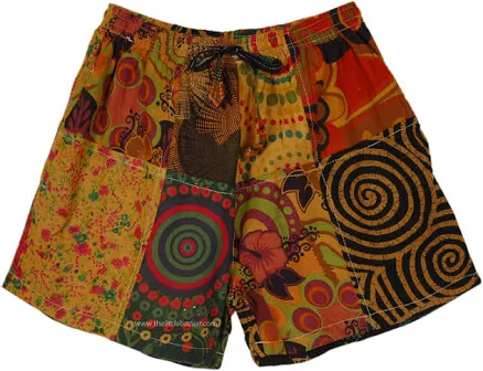 TLB Bright Day Patchwork Cotton Shorts with Pockets