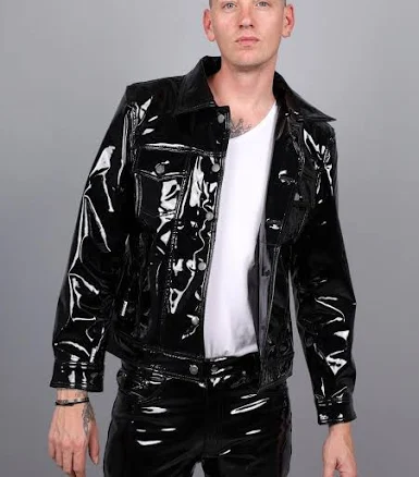 MR. Riegillio Men's Heavy PVC Trucker Jacket