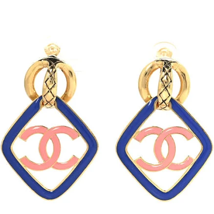 CHANEL Quilted Metal CC Drop Earrings