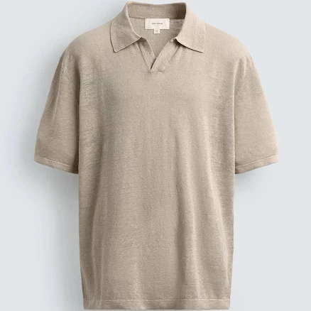 Zara Men's Regular Fit Linen Polo