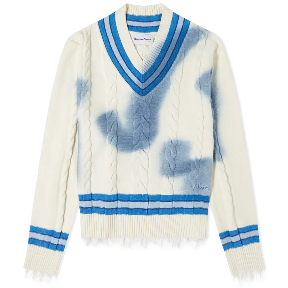 House of Sunny Players Varsity Cable Knit Sweat