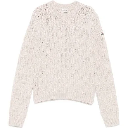 Moncler Women's Wool Pattern Knit Crewneck Sweater
