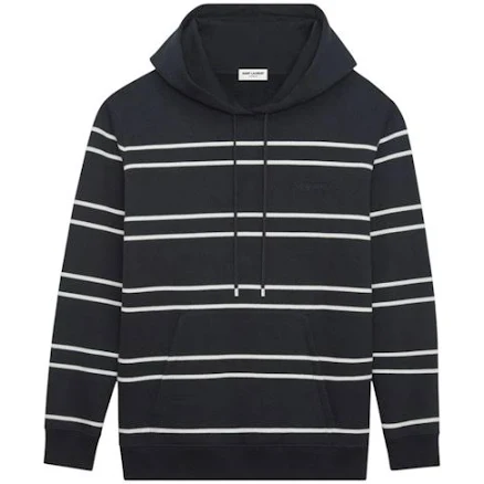 SAINT LAURENT Men's Striped Cotton Fleece Hoodie