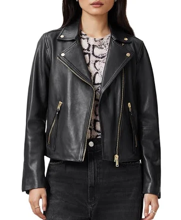 AllSaints Women's Dalby Slim Fit Leather Biker Jacket