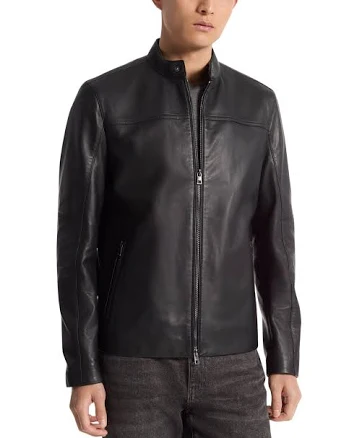 Michael Kors Men's Leather Racer Jacket