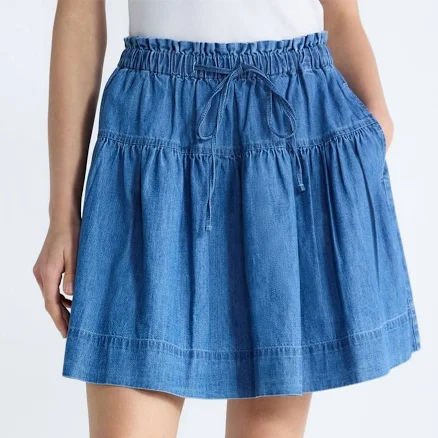 Free Assembly Women's Tiered Denim Mini Skirt