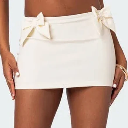 Gabriella Bow Miniskirt In White