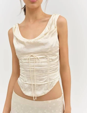 For Love & Lemons - Carla Jacquard Corset Top XS / Cream