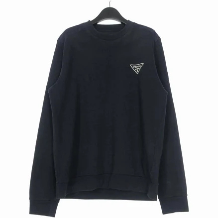 Prada Triangle Logo Sweatshirt Long Sleeve Xl Navy Men's