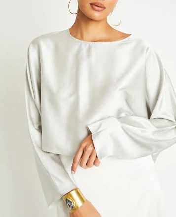 Beryll Sierra Silk Long Sleeve Cropped Top
