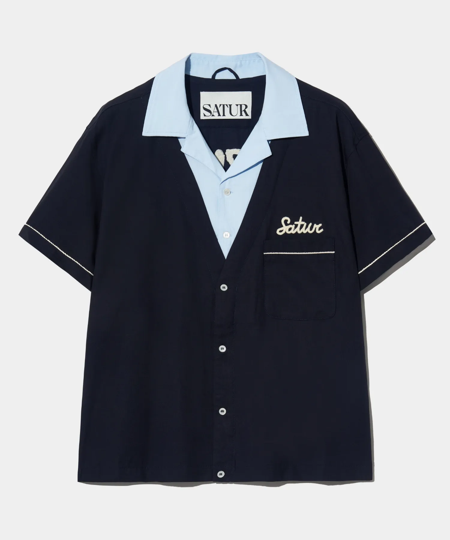 Bon Voyage Layered Half Shirt Sky Navy