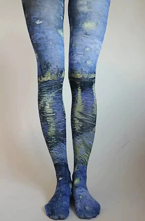 Van Gogh Starry Night Over The Rhone Printed Tights