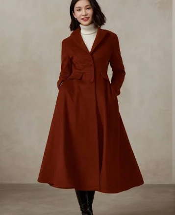Women's Long Wool A-Line Overcoat