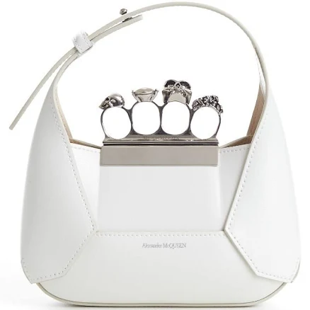 Alexander Mcqueen 2590$ The Jewelled Hobo Mini Bag -ivory, Knuckle