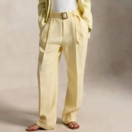 Ralph Lauren Women's Bacall Linen Belted Pants