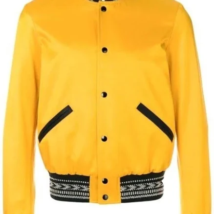 Saint Laurent Yellow Ikat Teddy Bomber Jacket - Men | Color: Yellow | Size: S