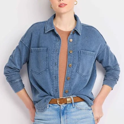 Market & Spruce Women's Denim Knit Shacket Jacket