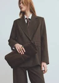 Double-breasted check suit jacket